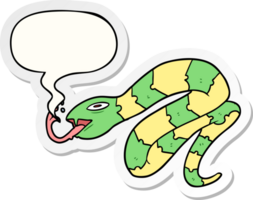 cartone animato sibilo serpente con discorso bolla etichetta png