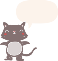 cartoon cat with speech bubble in retro style png