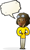 cartoon aviator woman with speech bubble png