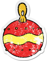 distressed sticker of a cartoon christmas bauble png