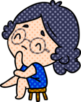 cartoon illustration of a cute kawaii lady png