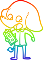 arcobaleno pendenza linea disegno di un' carino cartone animato elefante png