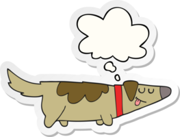 cartoon dog with thought bubble as a printed sticker png