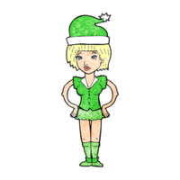 cartoon woman wearing christmas elf costume png