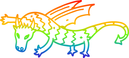 arc en ciel pente ligne dessin de une dessin animé en volant dragon png