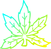 cold gradient line drawing of a cartoon marijuana leaf png