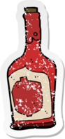 pegatina retro angustiada de una botella de ron de dibujos animados png