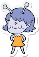 sticker of a cartoon alien girl png