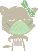 gatto cartone animato in stile piatto a colori che indossa una maschera germinale png