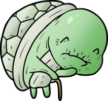 cute cartoon old turtle with walking stick png