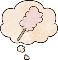 cartoon candy floss with thought bubble in grunge texture style png