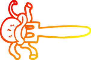 warm gradient line drawing of a cartoon meatball on fork png