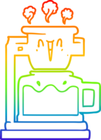 rainbow gradient line drawing of a steaming hot coffee pot png