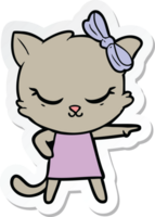 sticker of a cute cartoon cat with bow png