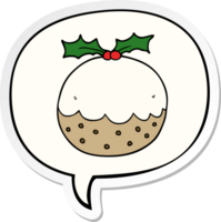 cartoon christmas pudding with speech bubble sticker png