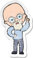 retro distressed sticker of a cartoon old man png