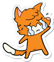 autocollant d'un dessin animé de renard qui pleure png