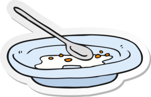 sticker of a cartoon empty cereal bowl png