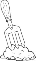 drawn black and white cartoon garden fork png