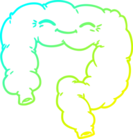 cold gradient line drawing of a cartoon happy colon png