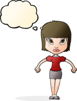 cartoon pretty woman with thought bubble png