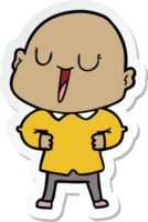 sticker of a happy cartoon bald man png