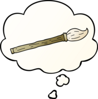 cartoon paint brush with thought bubble in smooth gradient style png