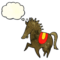 cartoon prancing horse with thought bubble png