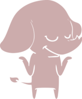 elefante sorridente del fumetto di stile di colore piatto png