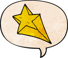 cartoon shooting star with speech bubble in retro texture style png