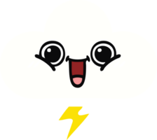 flat color retro cartoon of a storm cloud png