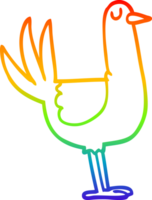 rainbow gradient line drawing of a cartoon tall bird png