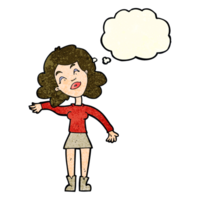 cartoon woman only joking with thought bubble png