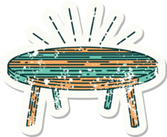 worn old sticker of a tattoo style wood table png