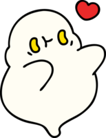 desenho de um fantasma fofo de halloween apaixonado png