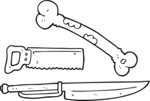 drawn black and white cartoon knife png