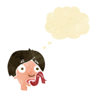 cartoon head sticking out tongue with thought bubble png