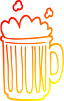 warm gradient line drawing of a cartoon tankard of beer png