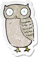 retro distressed sticker of a cartoon owl png