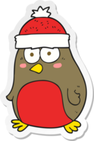 sticker of a cartoon christmas robin png