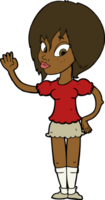 cartoon pretty woman waving png