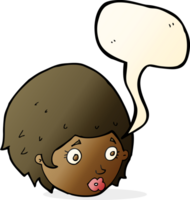 cartoon girl with concerned expression with speech bubble png