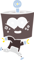 happy flat color style cartoon robot running png