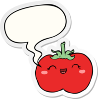 cartone animato pomodoro con discorso bolla etichetta png
