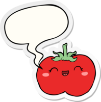 cartoon tomato with speech bubble sticker png