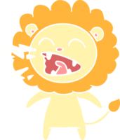 lion rugissant de dessin animé de style plat couleur png