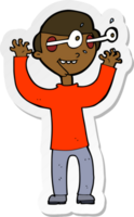 sticker of a cartoon man with popping out eyes png