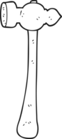 drawn black and white cartoon hammer png