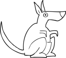 drawn black and white cartoon kangaroo png
