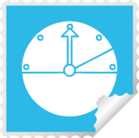 square peeling sticker cartoon of a speedometer png